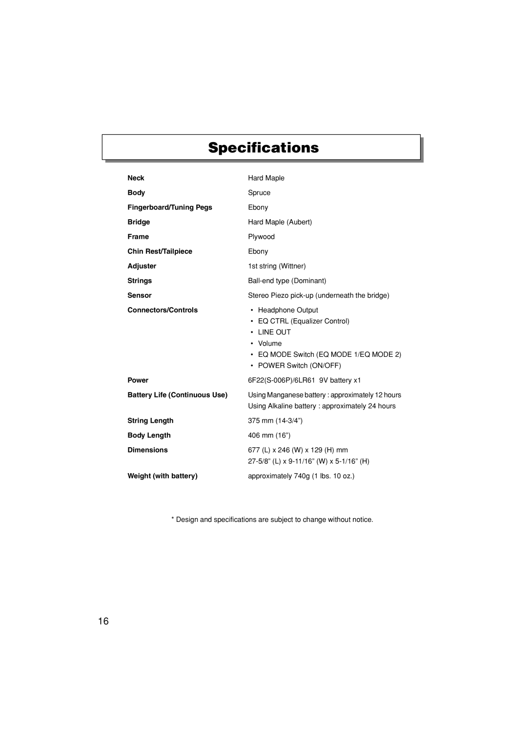 Yamaha SVV-200 owner manual Specifications, Connectors/Controls 