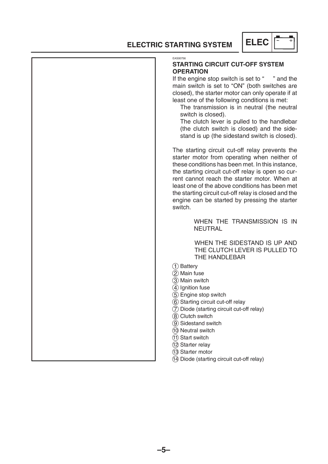 Yamaha TDM900(R) 5PS1-AE2 manual Starting Circuit CUT-OFF System Operation 