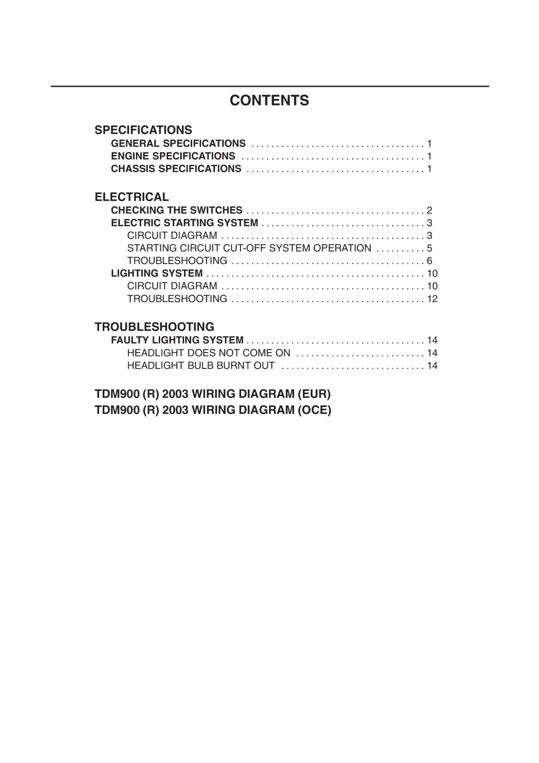 Yamaha TDM900(R) 5PS1-AE2 manual Contents 