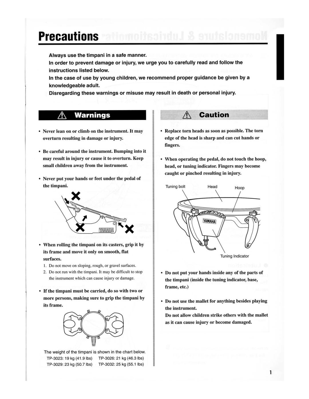 Yamaha Pedal Timpani, TP-3029G, TP-3026G, TP-3023G, TP-3032G manual 