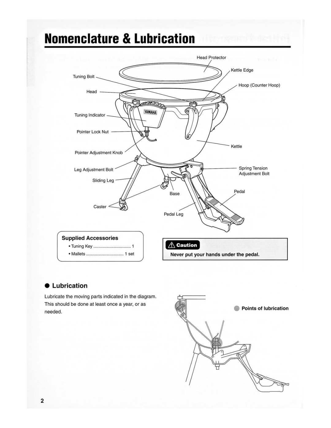 Yamaha Pedal Timpani, TP-3029G, TP-3026G, TP-3023G, TP-3032G manual 