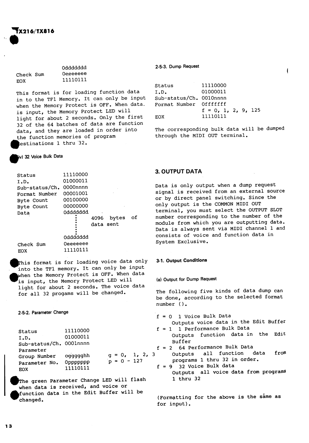 Yamaha TX816, TX216 dimensions 