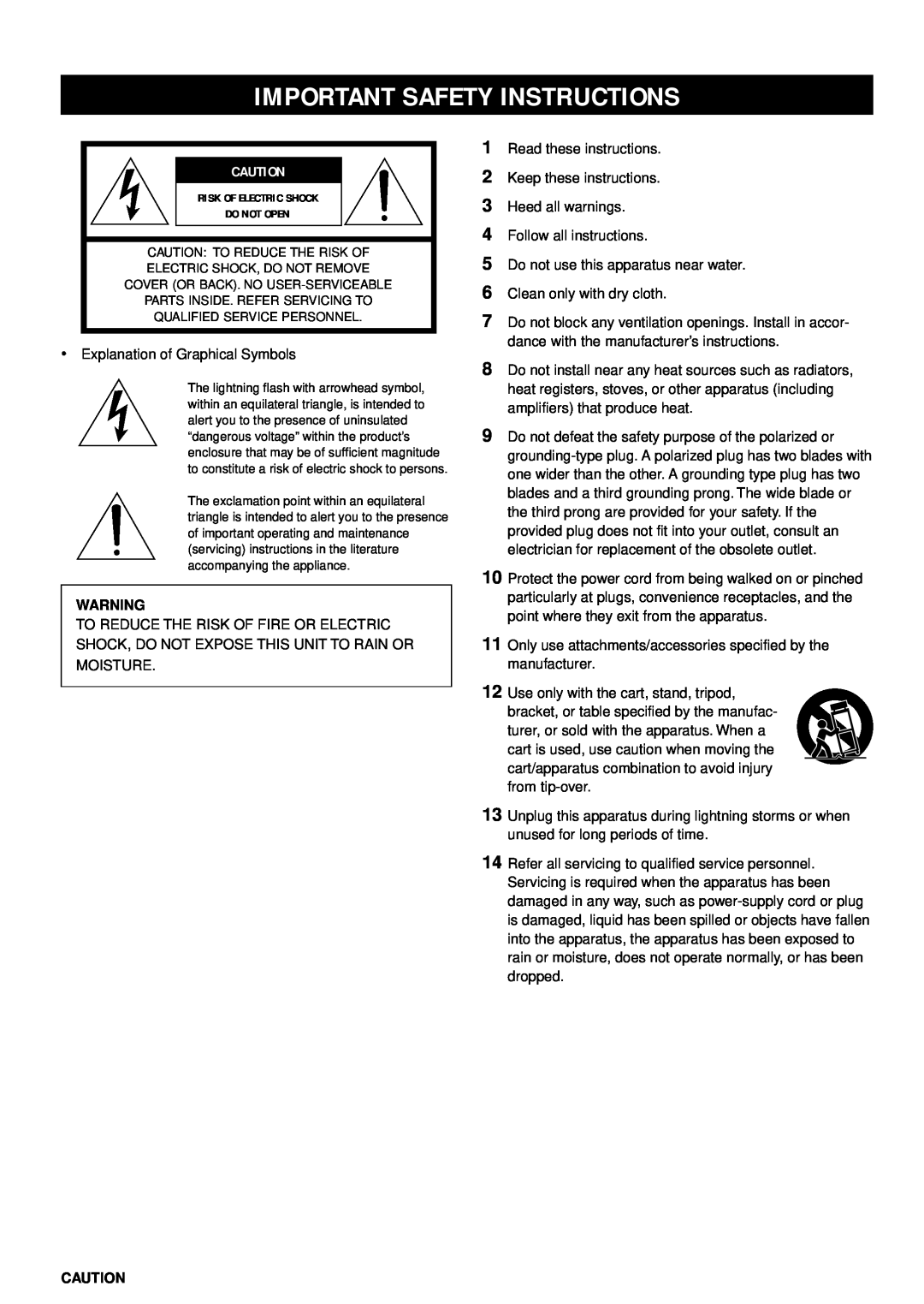 Yamaha VS-10 owner manual Important Safety Instructions 