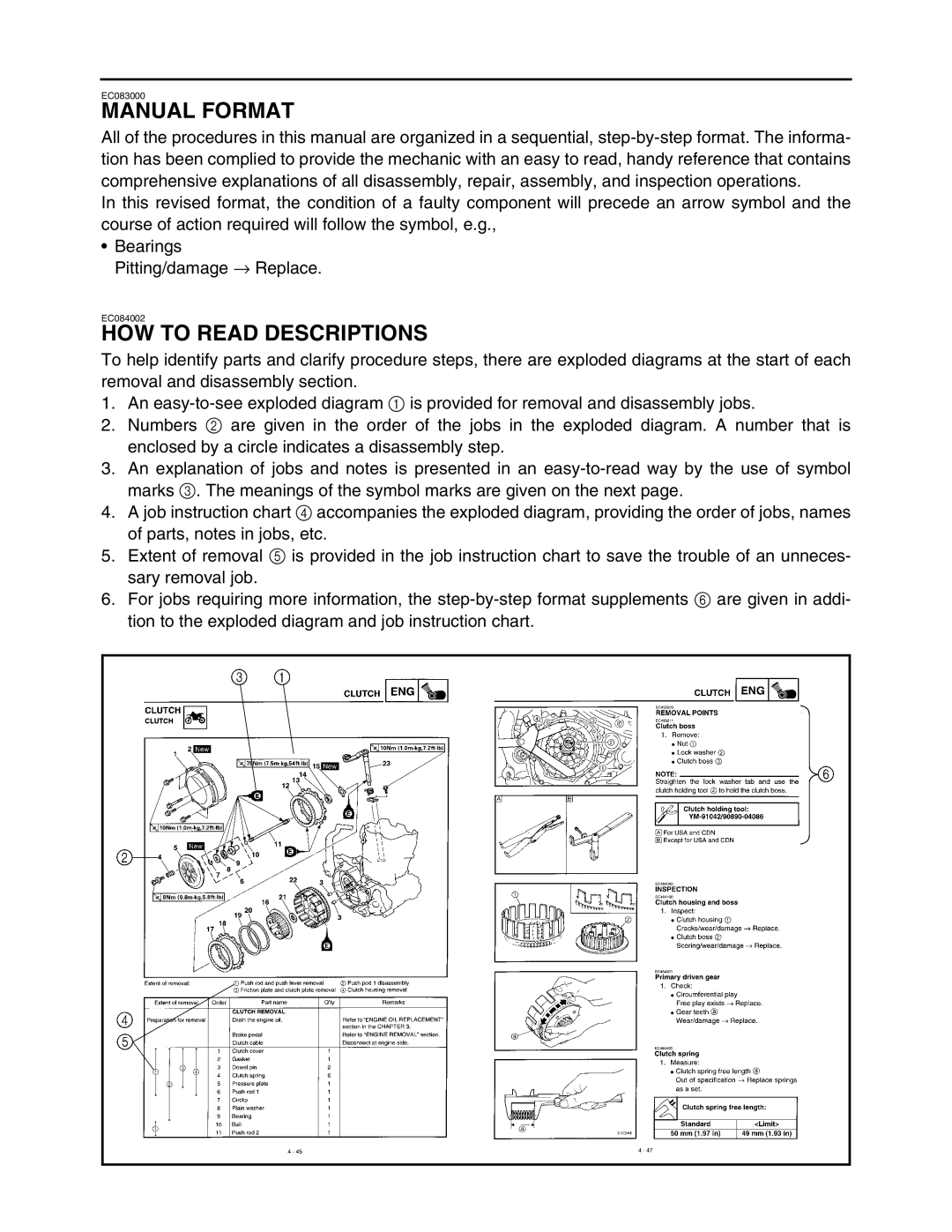 Yamaha WR250FM service manual Manual Format, HOW to Read Descriptions 