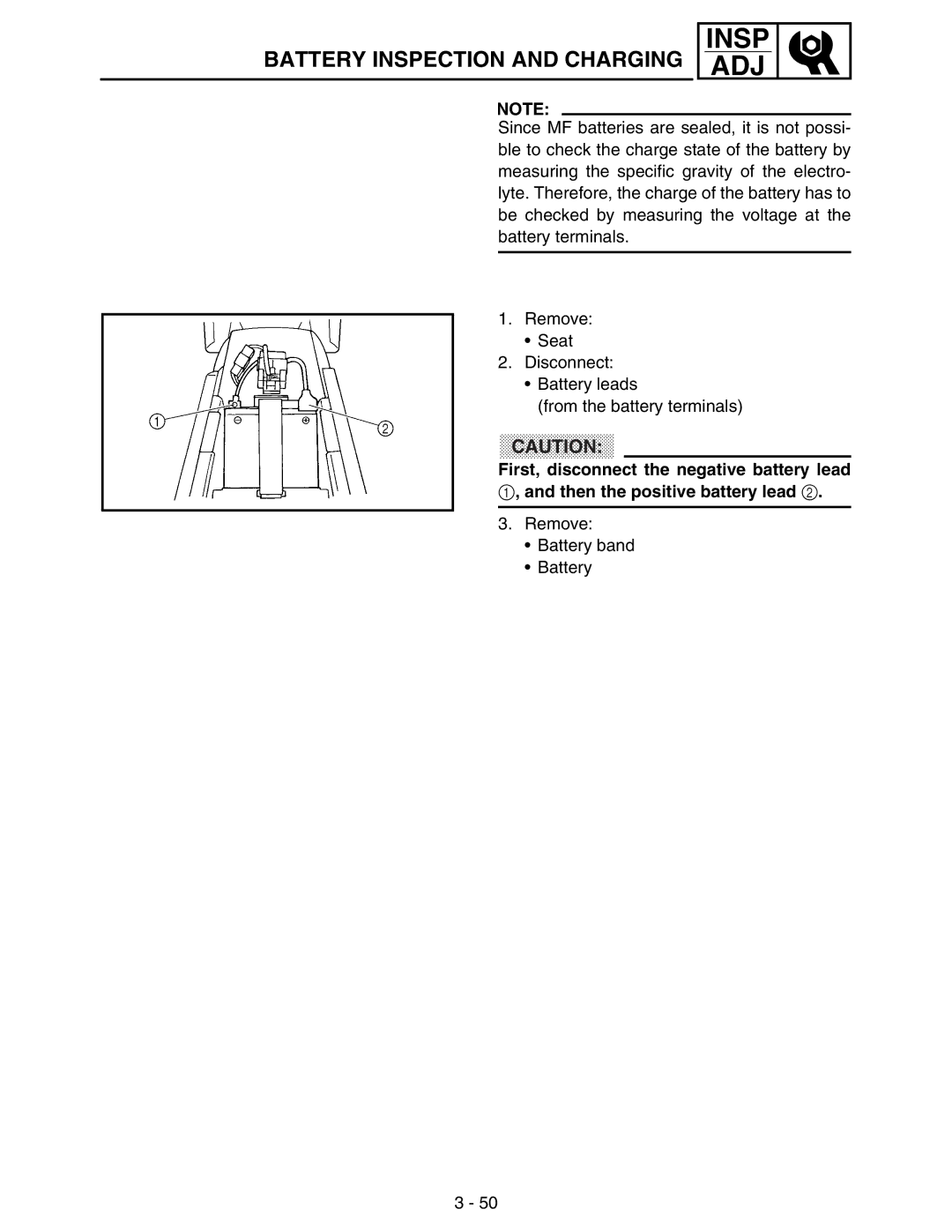 Yamaha WR250FM service manual Remove Battery band 