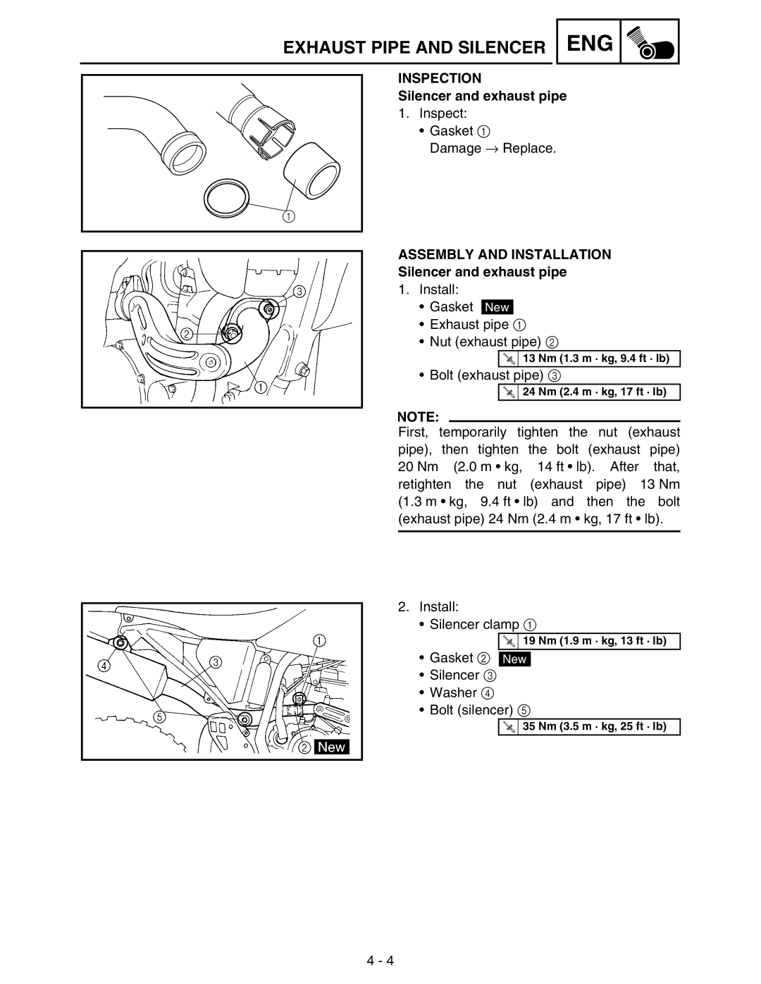 Yamaha WR250FM service manual Assembly and Installation Silencer and exhaust pipe 