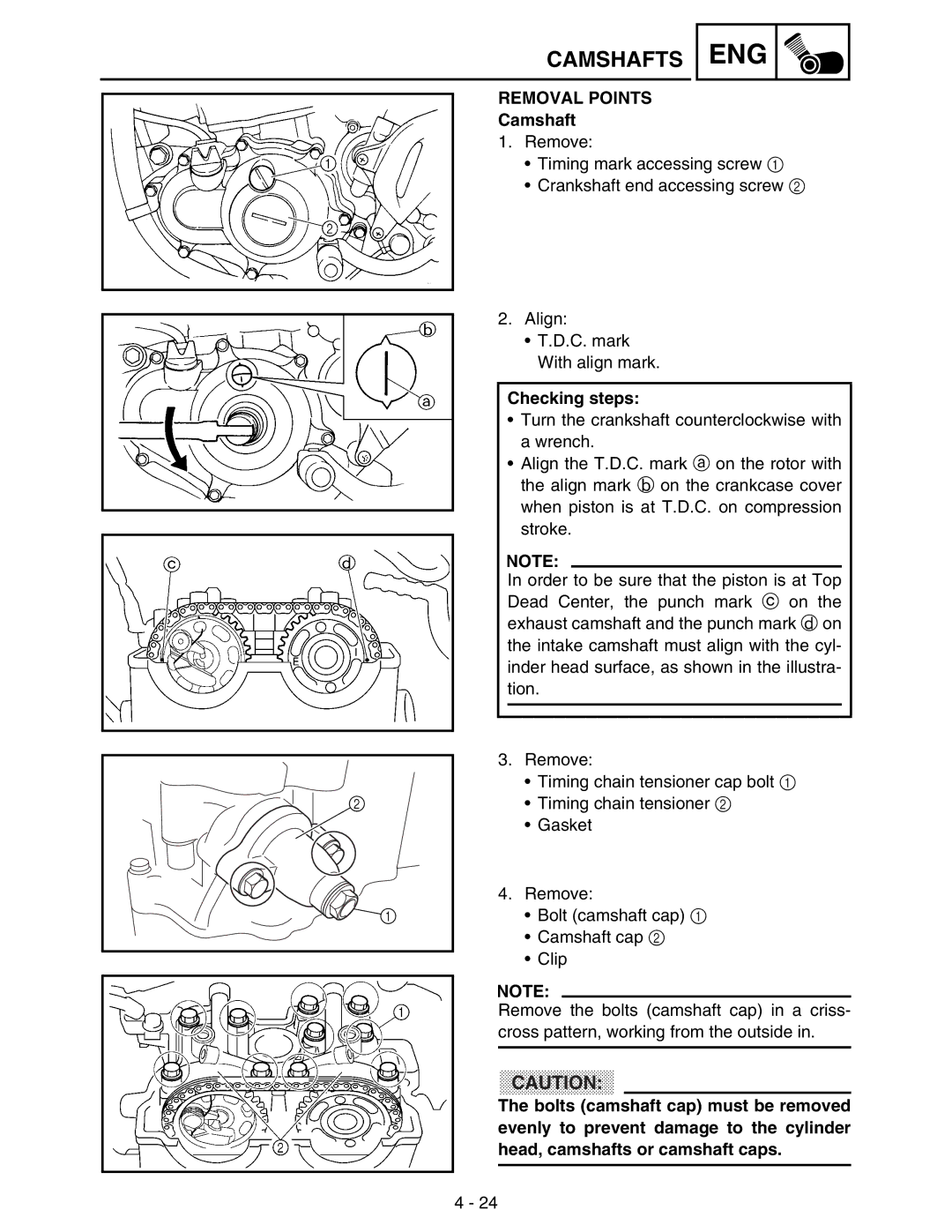 Yamaha WR250FM service manual Removal Points, Camshaft 