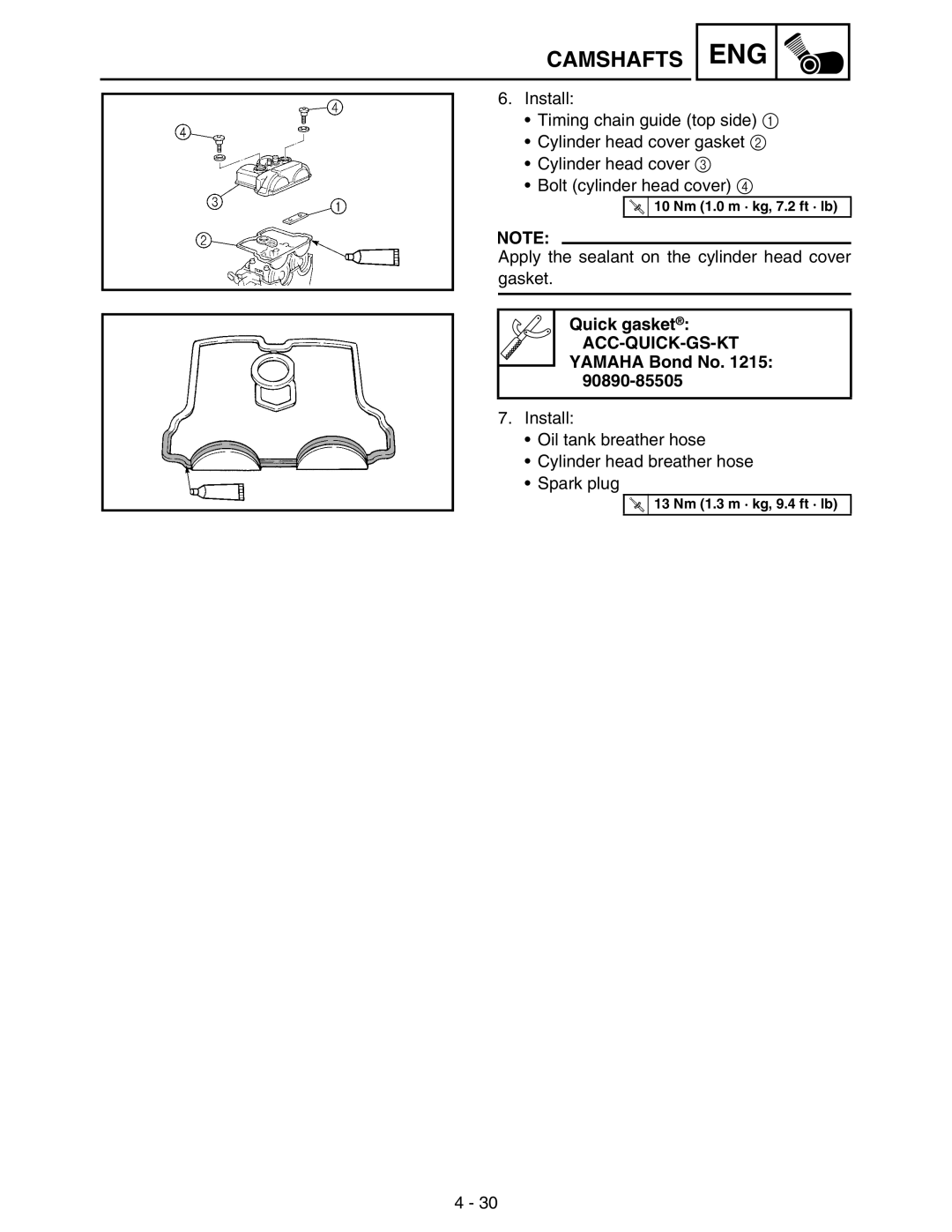 Yamaha WR250FM service manual Quick gasket ACC-QUICK-GS-KT Yamaha Bond No 