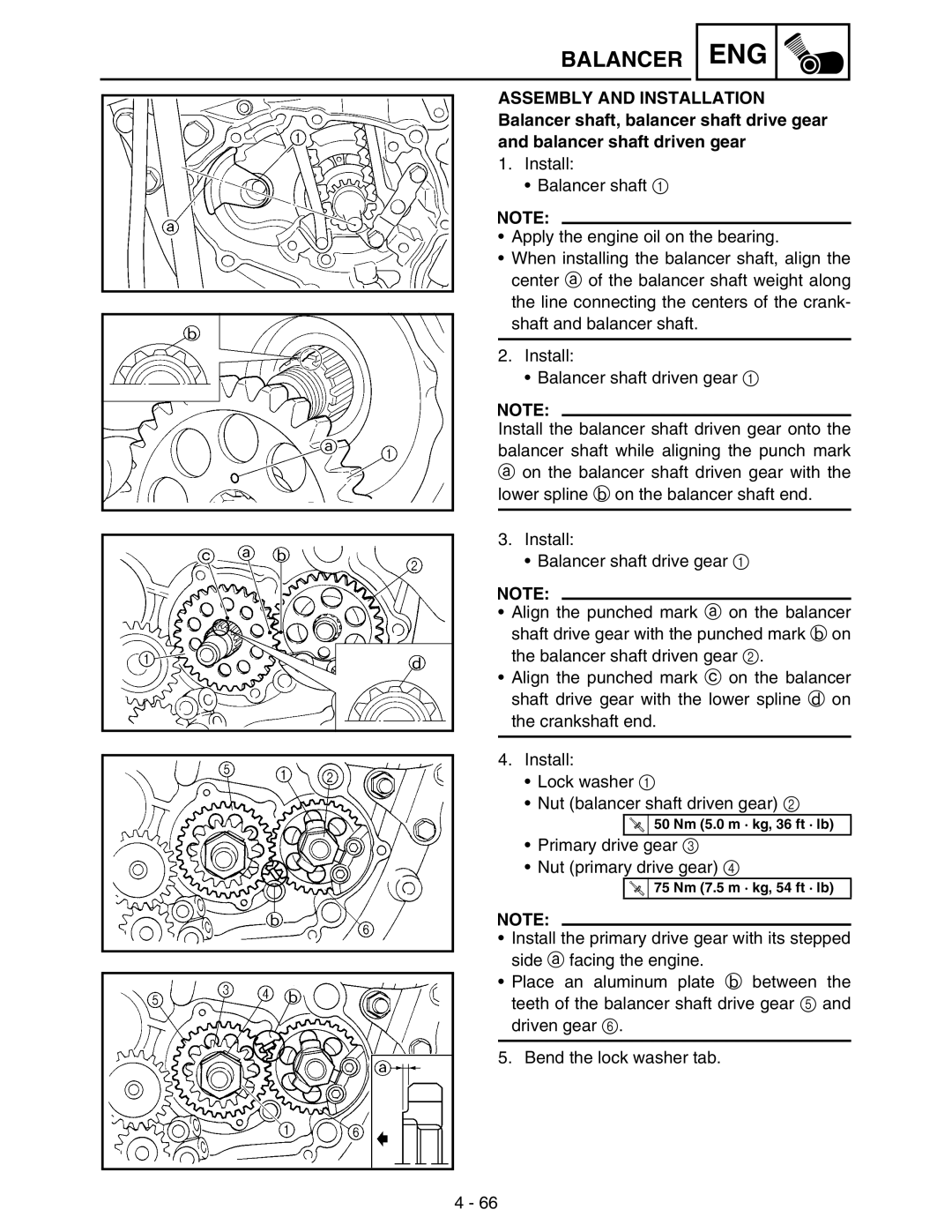 Yamaha WR250FM service manual Primary drive gear Nut primary drive gear 