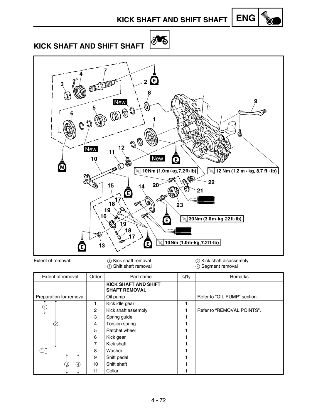 Yamaha WR250FM service manual Kick Shaft and Shift Shaft Removal 