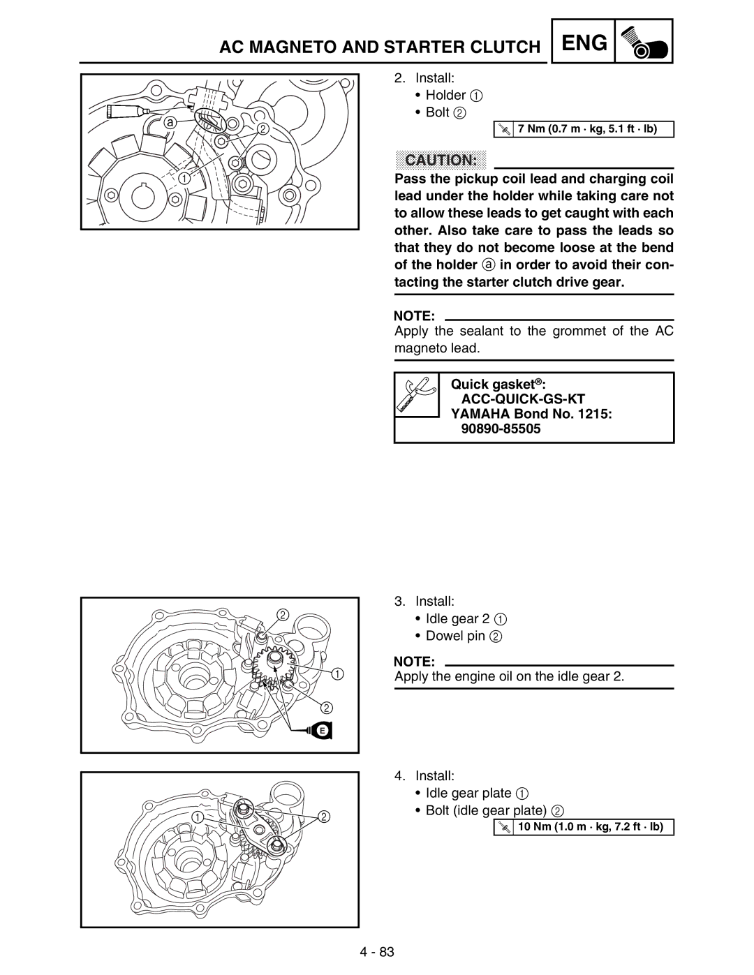 Yamaha WR250FM service manual Install Holder Bolt 