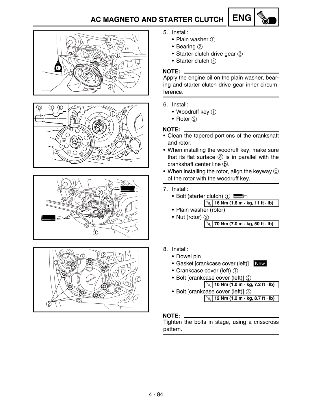 Yamaha WR250FM service manual Plain washer rotor Nut rotor 