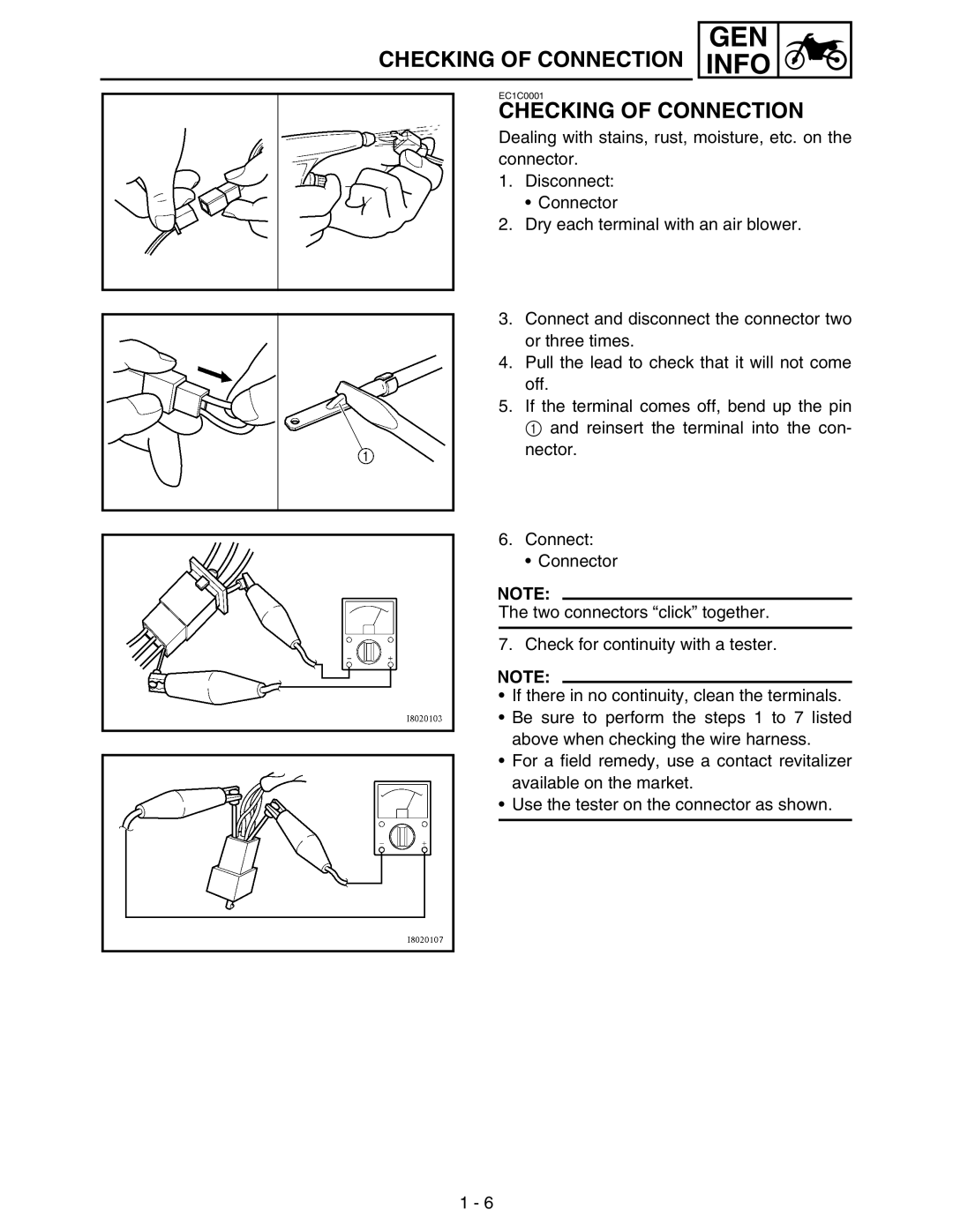 Yamaha WR250FM service manual Checking of Connection 