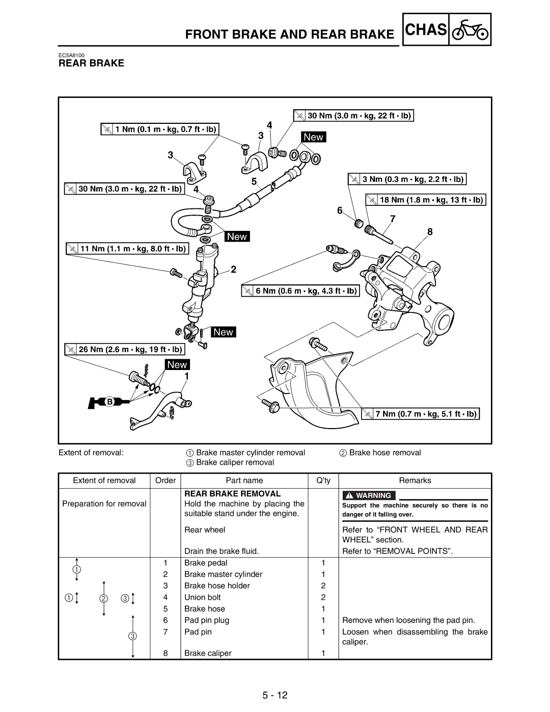 Yamaha WR250FM service manual Rear Brake Removal 