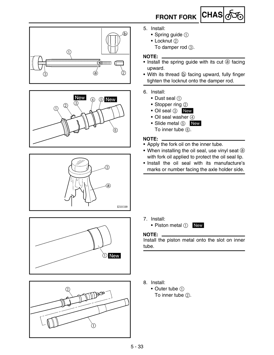 Yamaha WR250FM service manual Front Fork Chas 