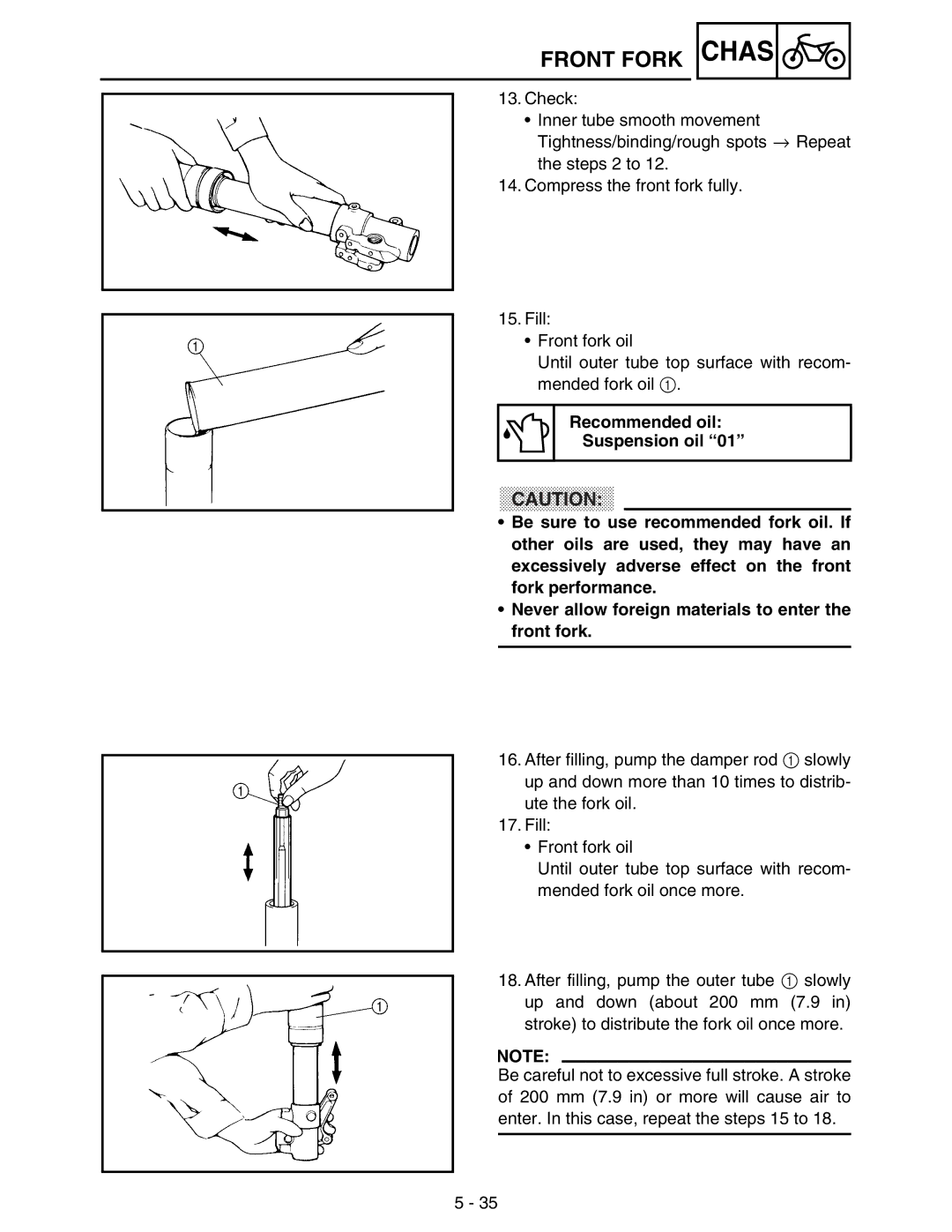 Yamaha WR250FM service manual Front Fork Chas 