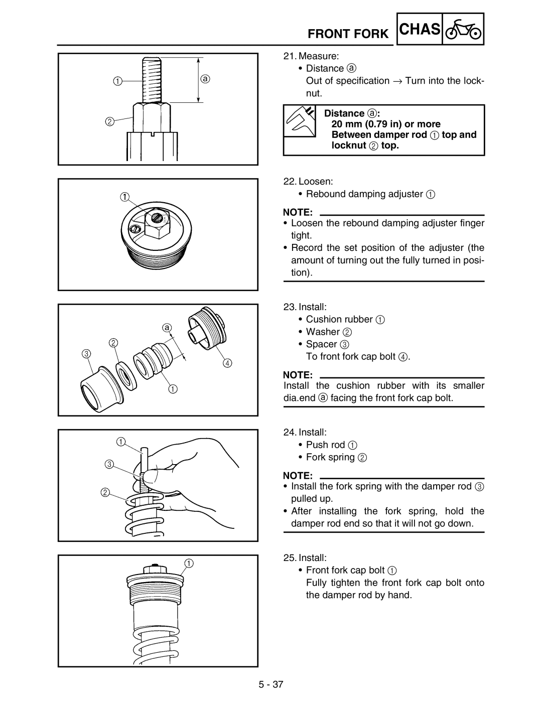 Yamaha WR250FM service manual Front Fork Chas 