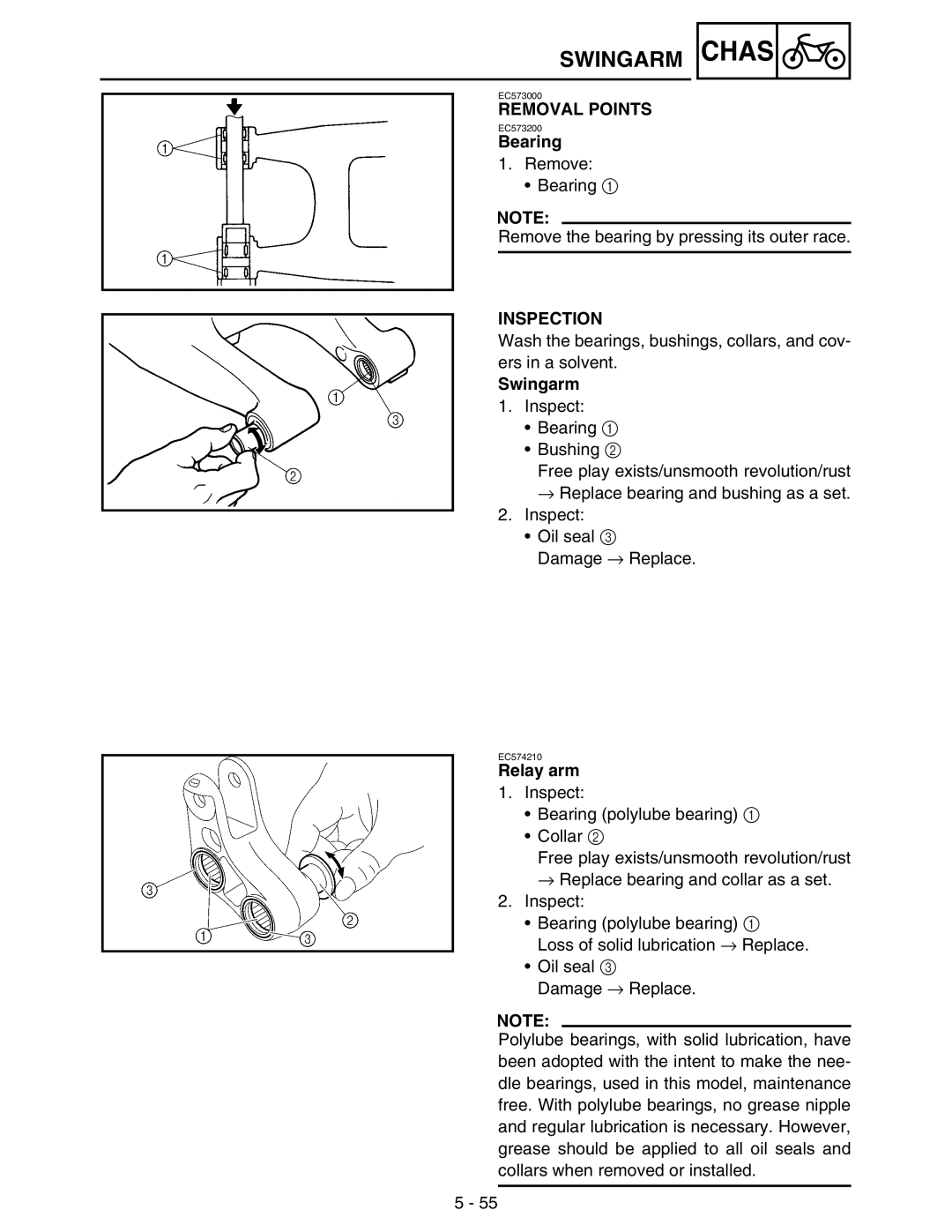 Yamaha WR250FM service manual Swingarm, Relay arm 