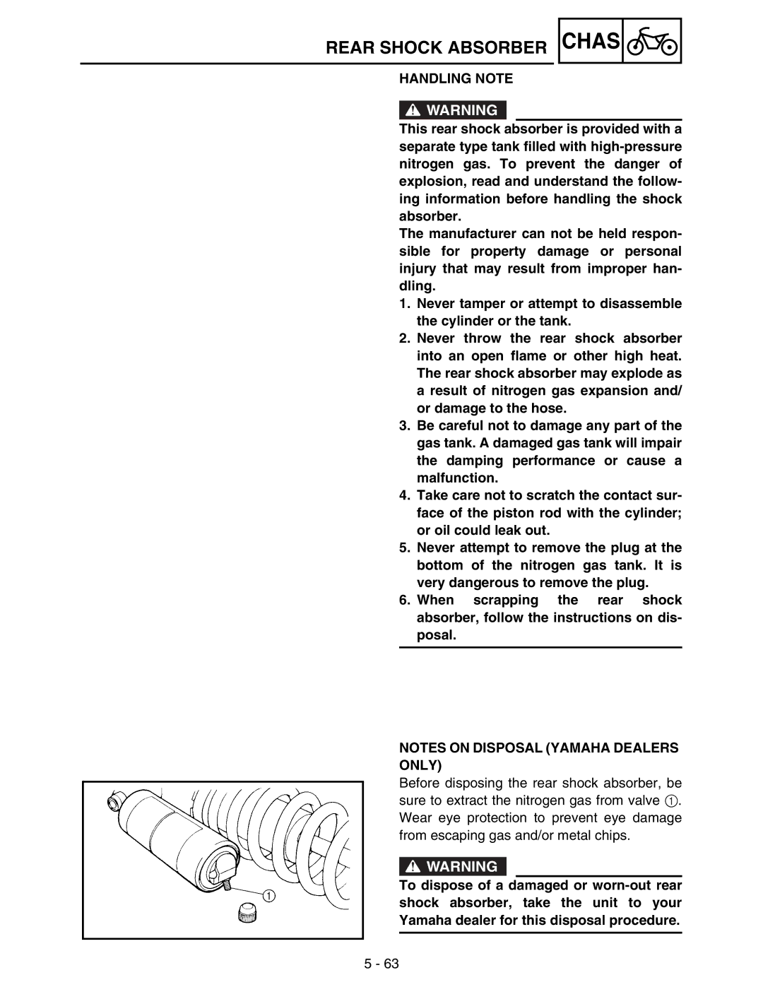 Yamaha WR250FM service manual Handling Note 