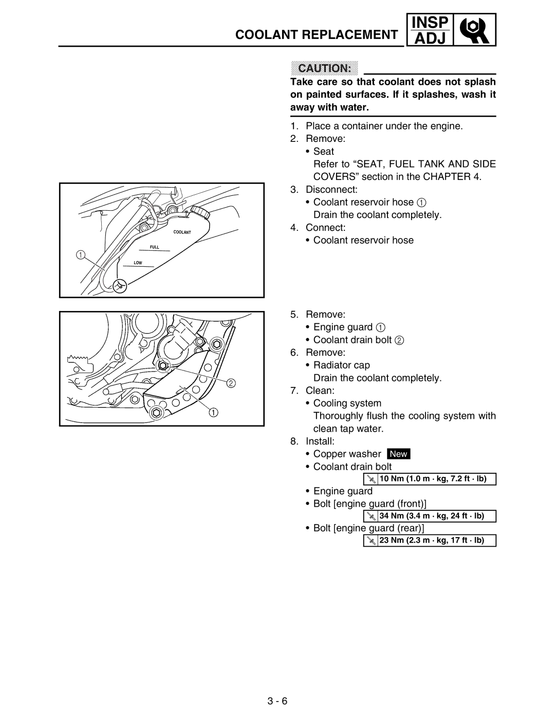 Yamaha WR250FM service manual Coolant Replacement 