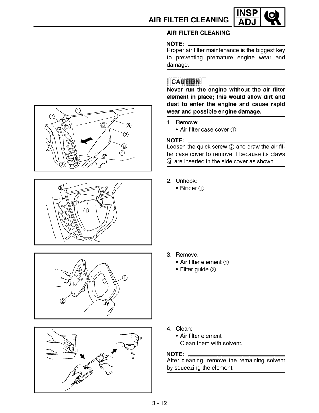 Yamaha WR250FM service manual AIR Filter Cleaning 