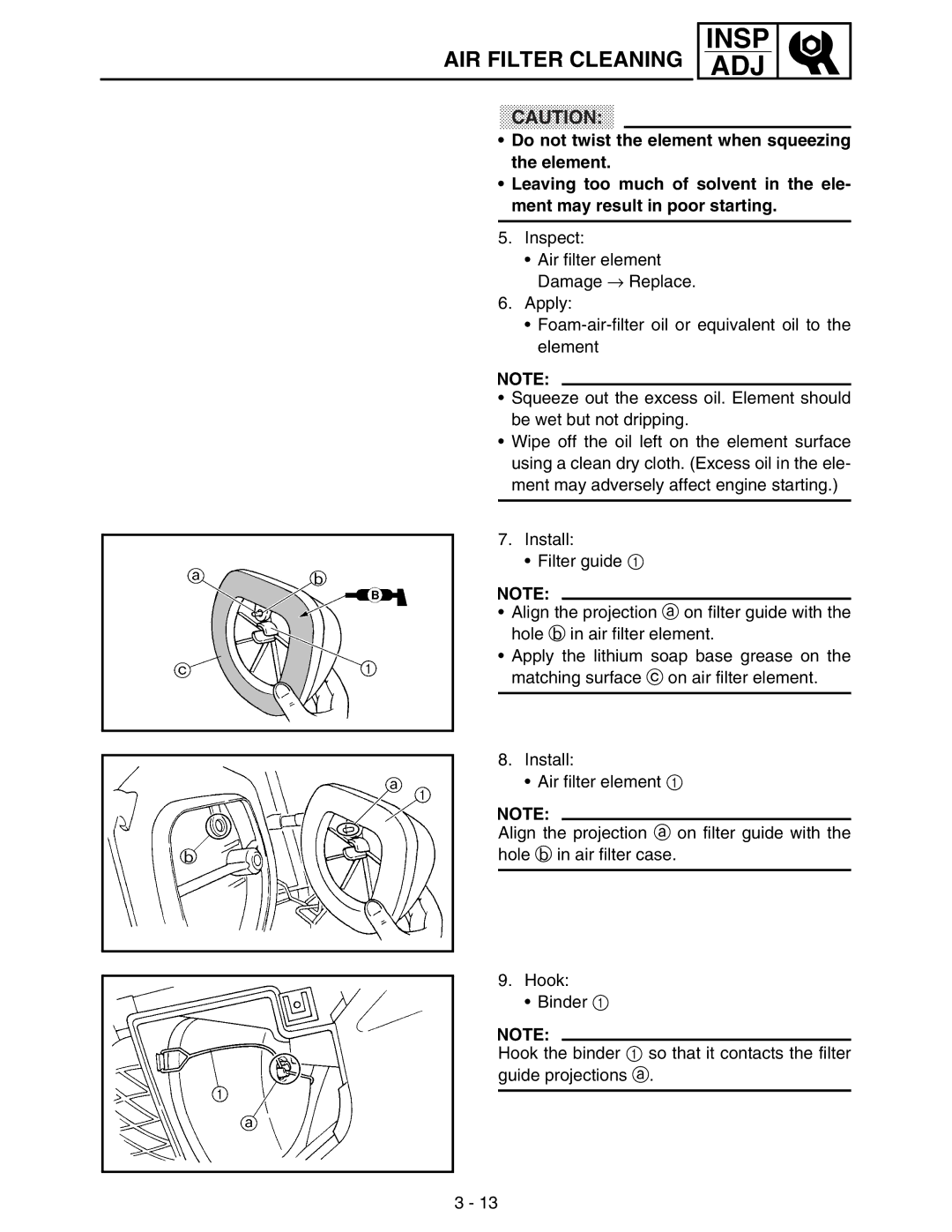 Yamaha WR250FM service manual Insp ADJ 