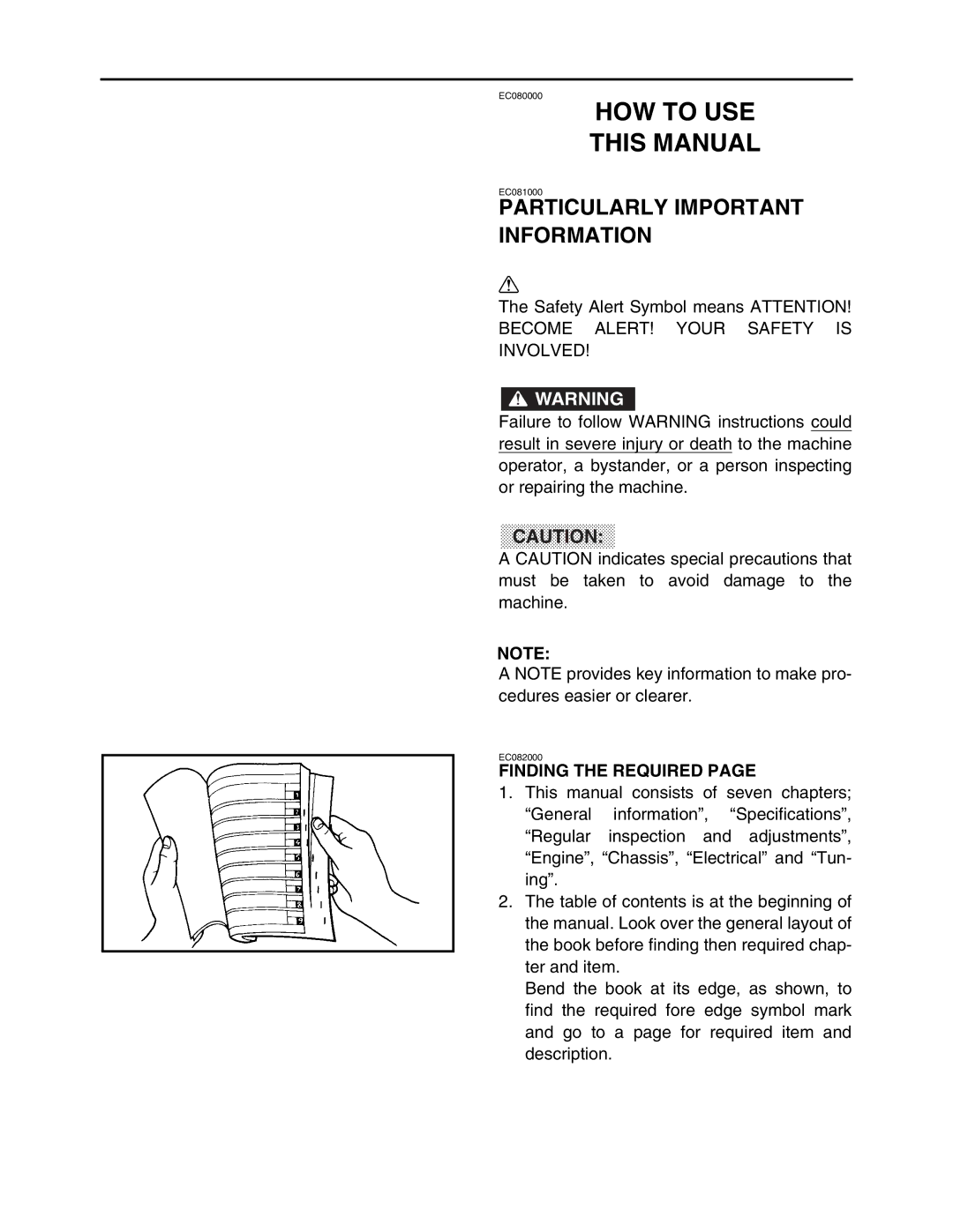 Yamaha WR250FM service manual Particularly Important Information, Finding the Required 