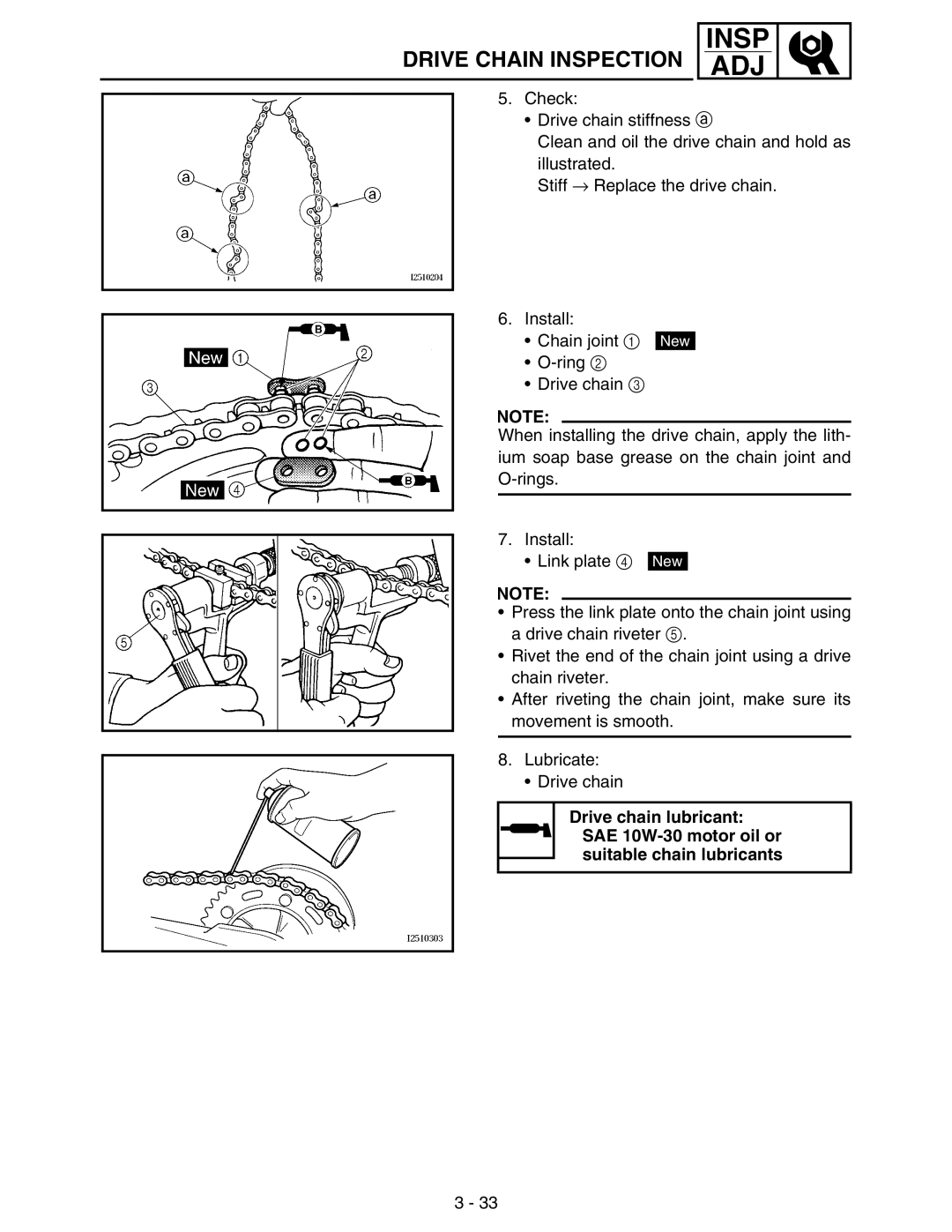 Yamaha WR250FM service manual Drive Chain Inspection 