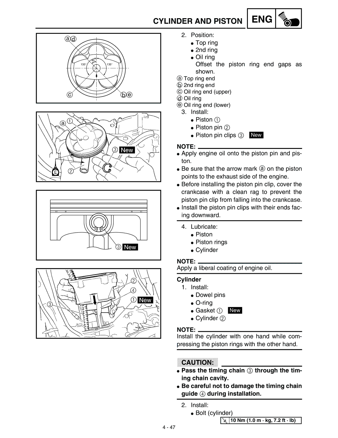 Yamaha WR45OFR service manual Cylinder 