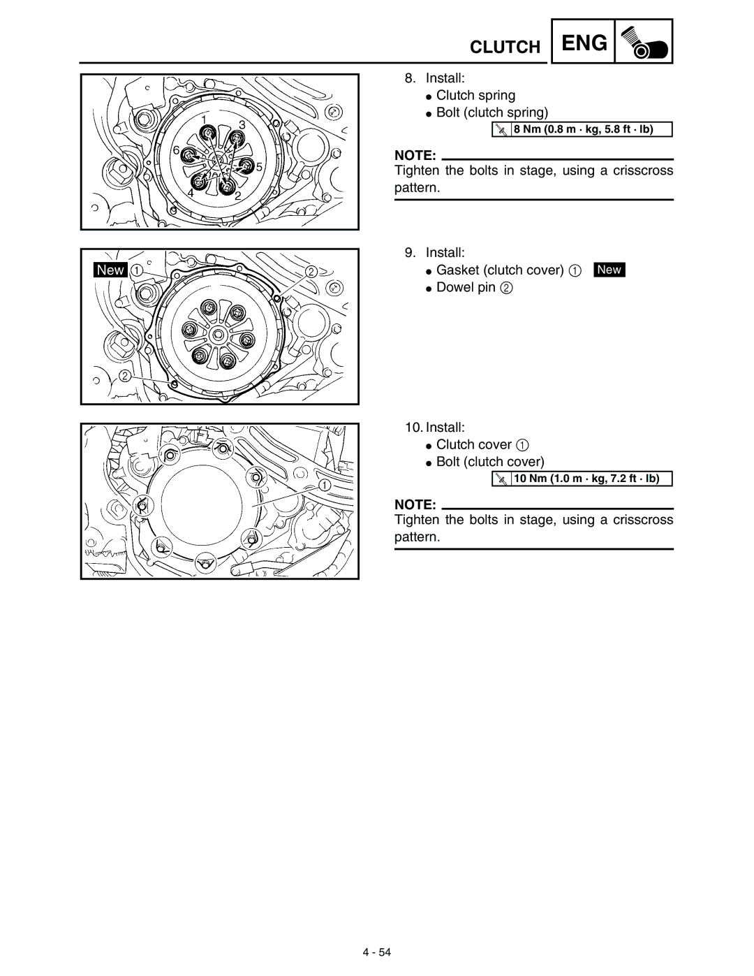 Yamaha WR45OFR service manual Install Clutch spring Bolt clutch spring 