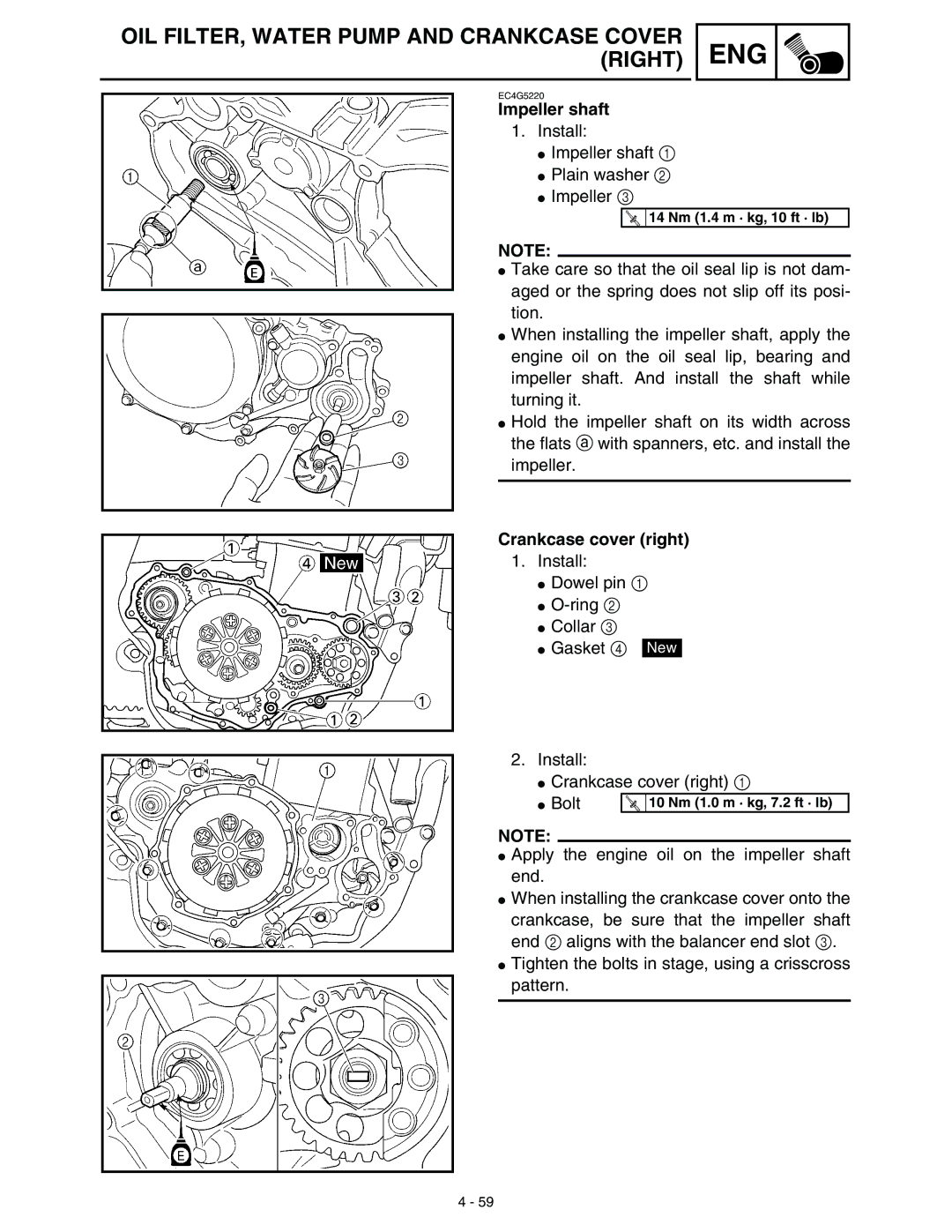 Yamaha WR45OFR service manual Crankcase cover right 