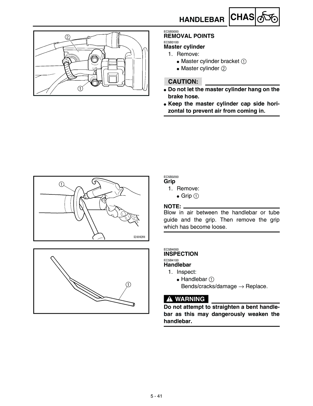 Yamaha WR45OFR service manual Grip, Handlebar 