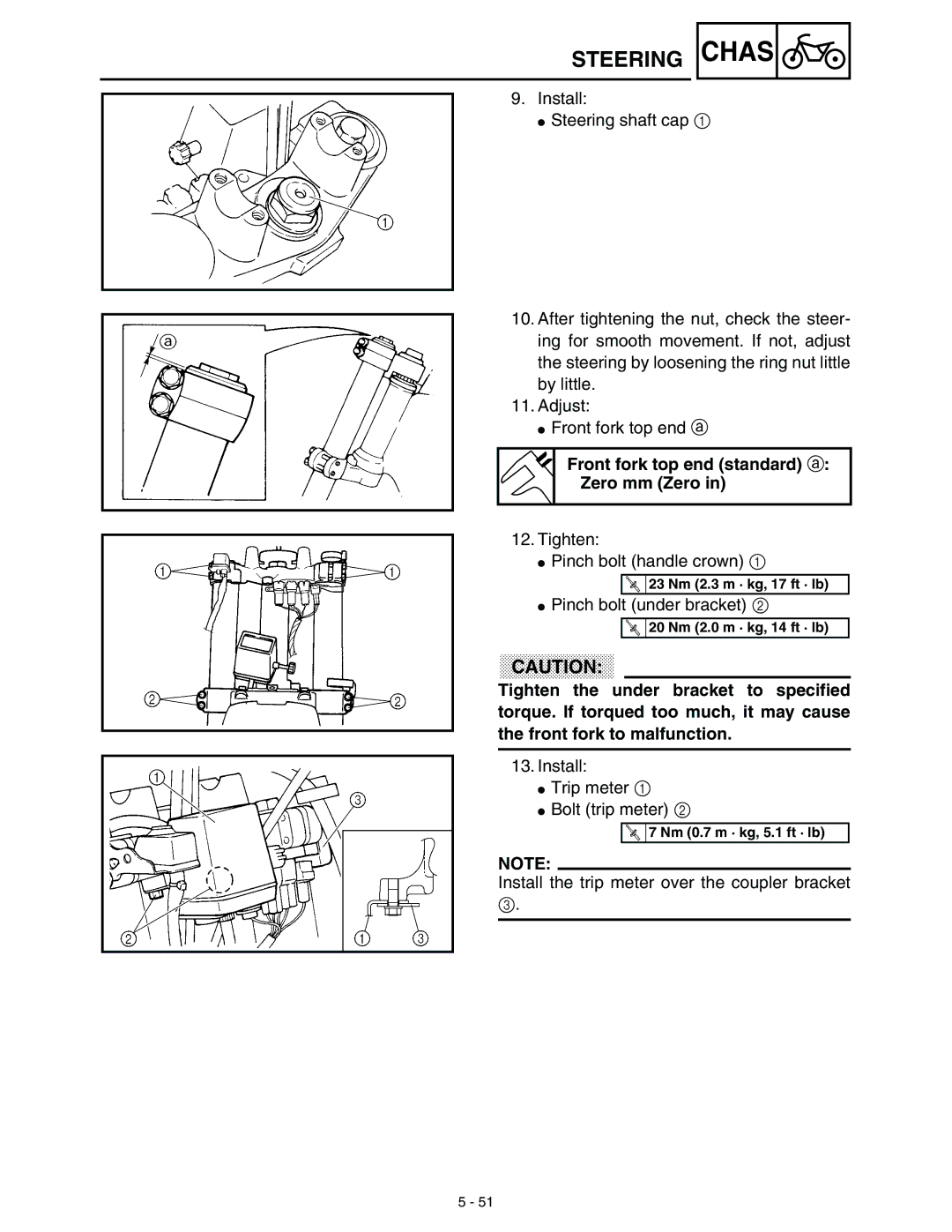 Yamaha WR45OFR service manual Install Trip meter Bolt trip meter 