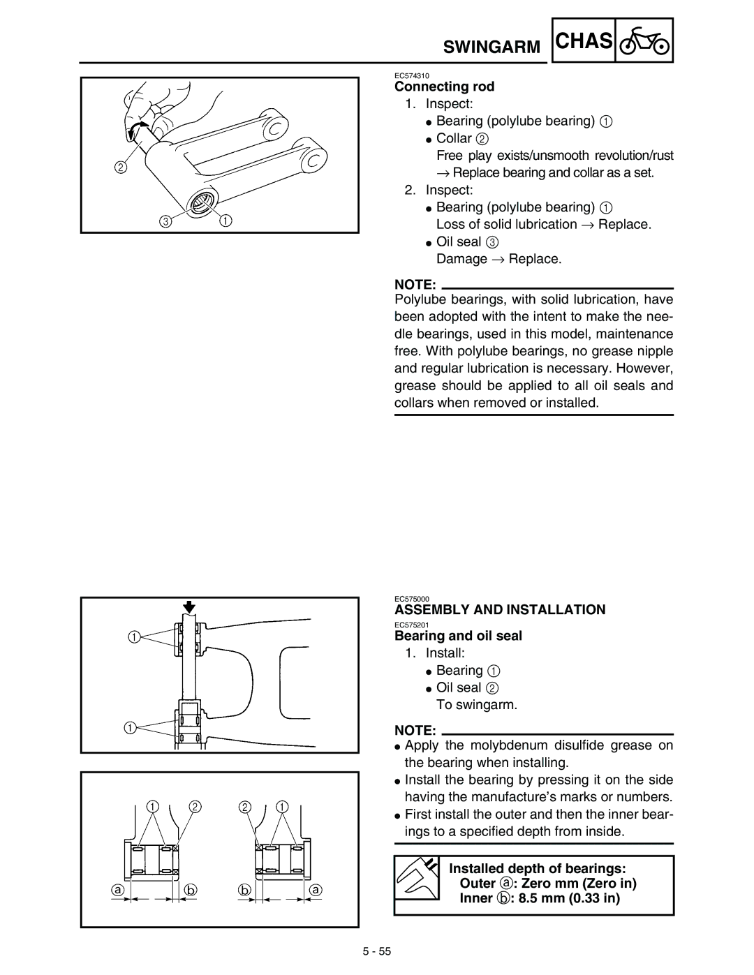 Yamaha WR45OFR service manual Connecting rod, Bearing and oil seal 