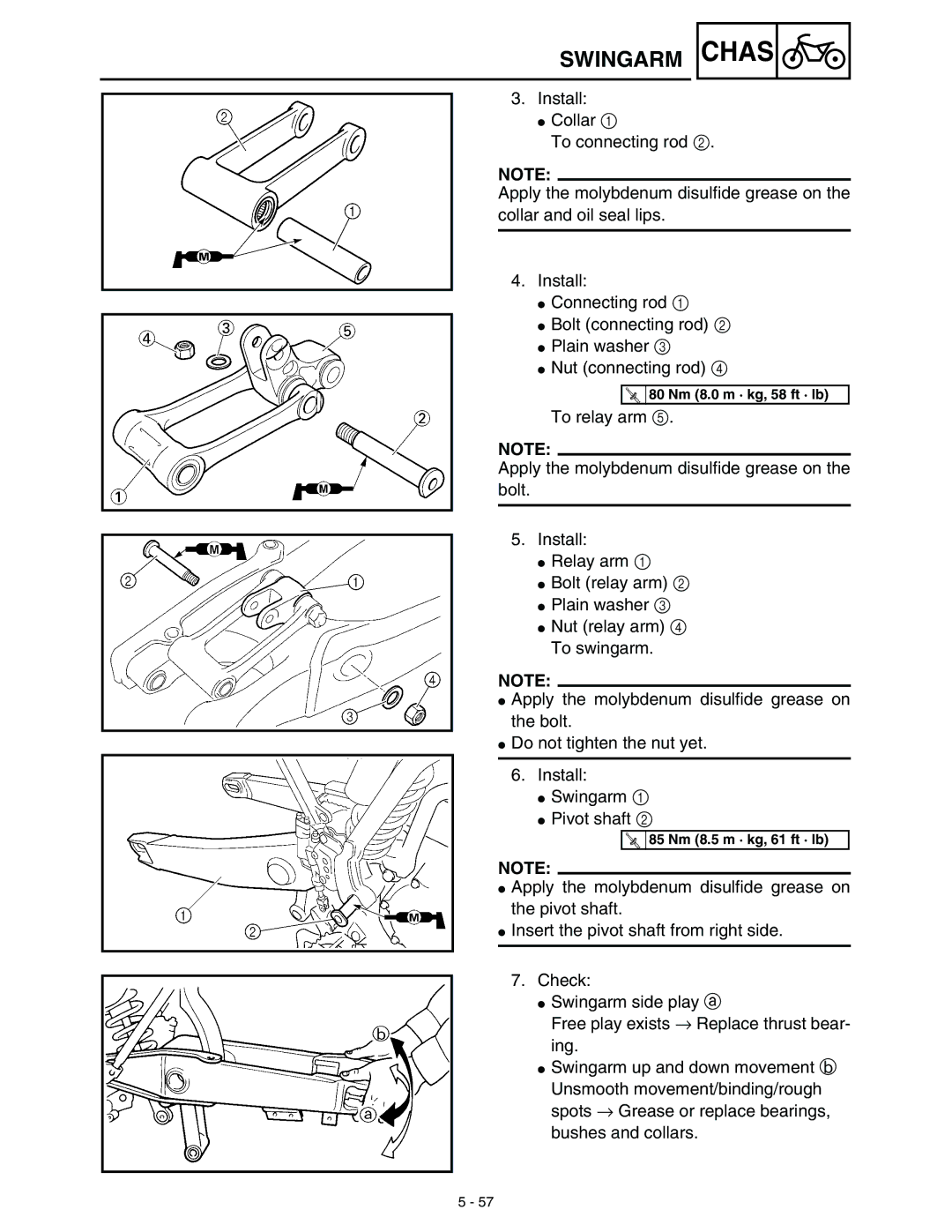 Yamaha WR45OFR service manual 80 Nm 8.0 m · kg, 58 ft · lb 