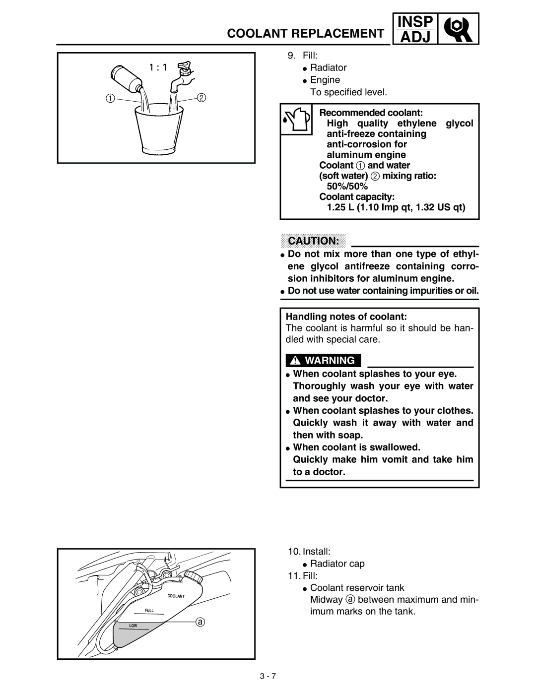 Yamaha WR45OFR service manual Fill Radiator Engine To specified level 