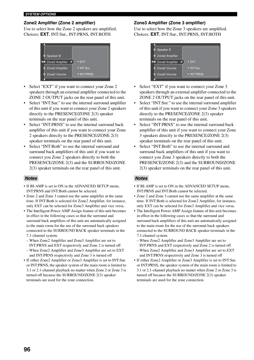 Yamaha X-V2600 owner manual Zone2 Amplifier Zone 2 amplifier, Zone3 Amplifier Zone 3 amplifier 