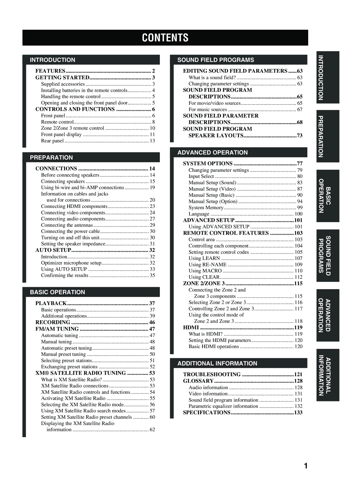 Yamaha X-V2600 owner manual Contents 