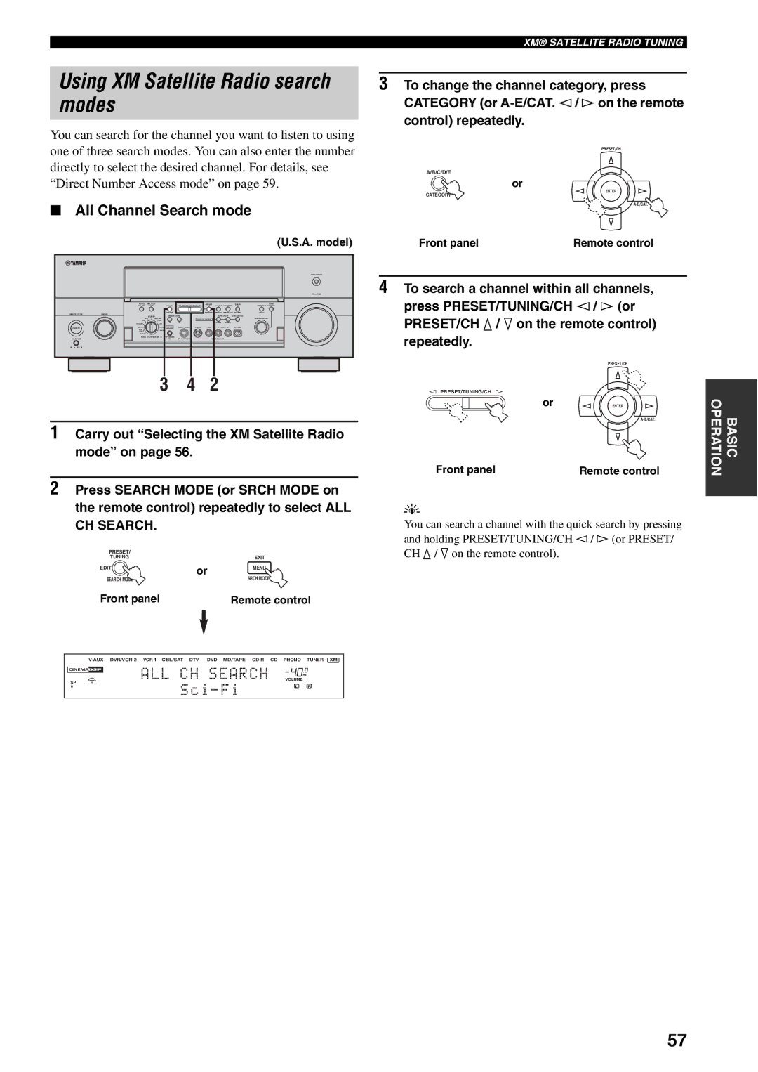 Yamaha X-V2600 owner manual Modes, All Channel Search mode 