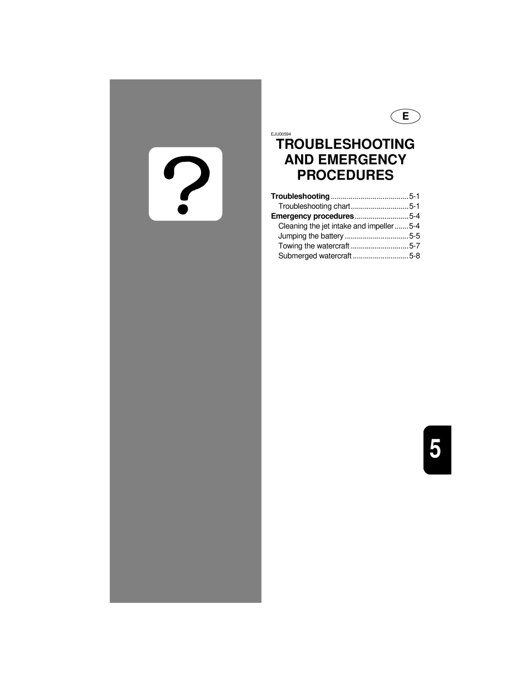 Yamaha XL800 manual Troubleshooting Emergency Procedures 