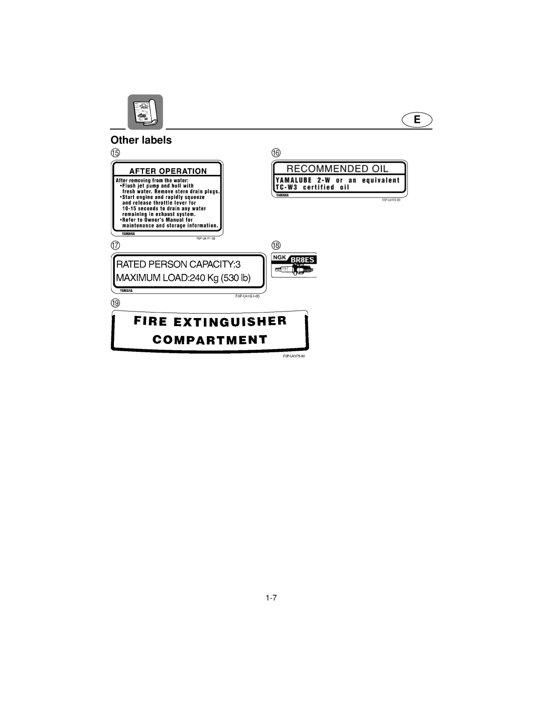 Yamaha XL800 manual Other labels 