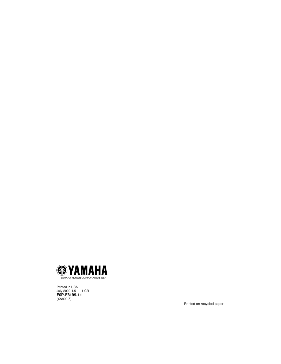 Yamaha XL800 manual F0P-F8199-11 