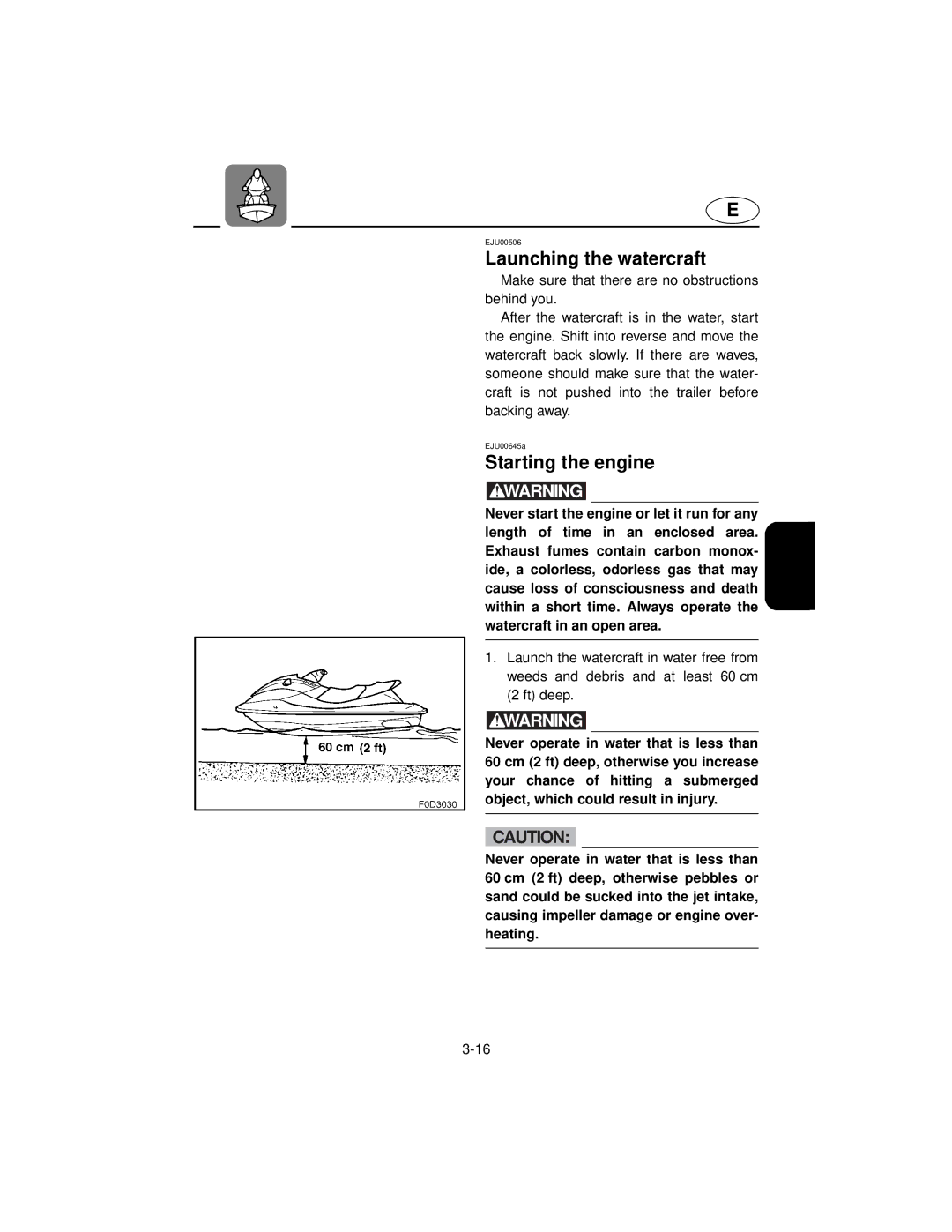 Yamaha XL800 manual Launching the watercraft, Starting the engine 