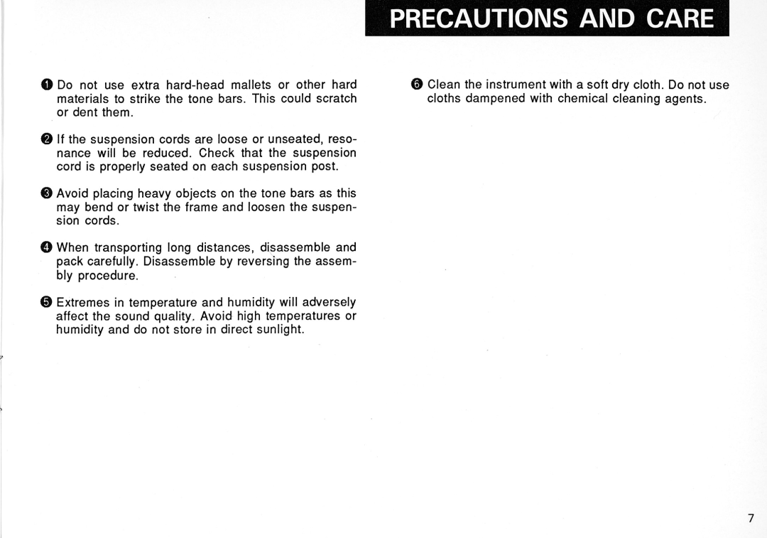 Yamaha YX-135, Xylophone manual 