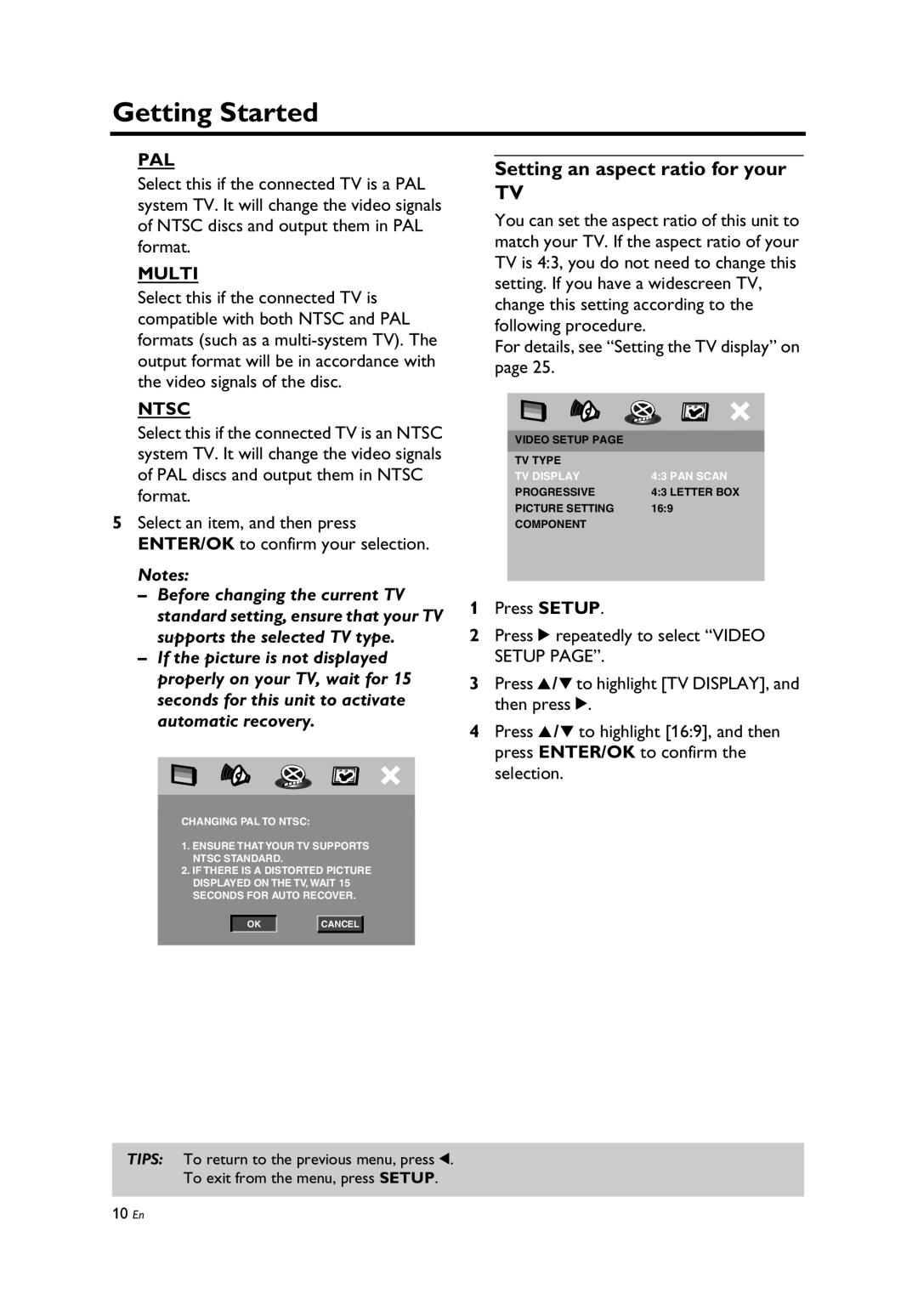 Yamaha Yamaha DVD Changer, DV-C6860 owner manual Setting an aspect ratio for your, Pal, Multi, Ntsc 