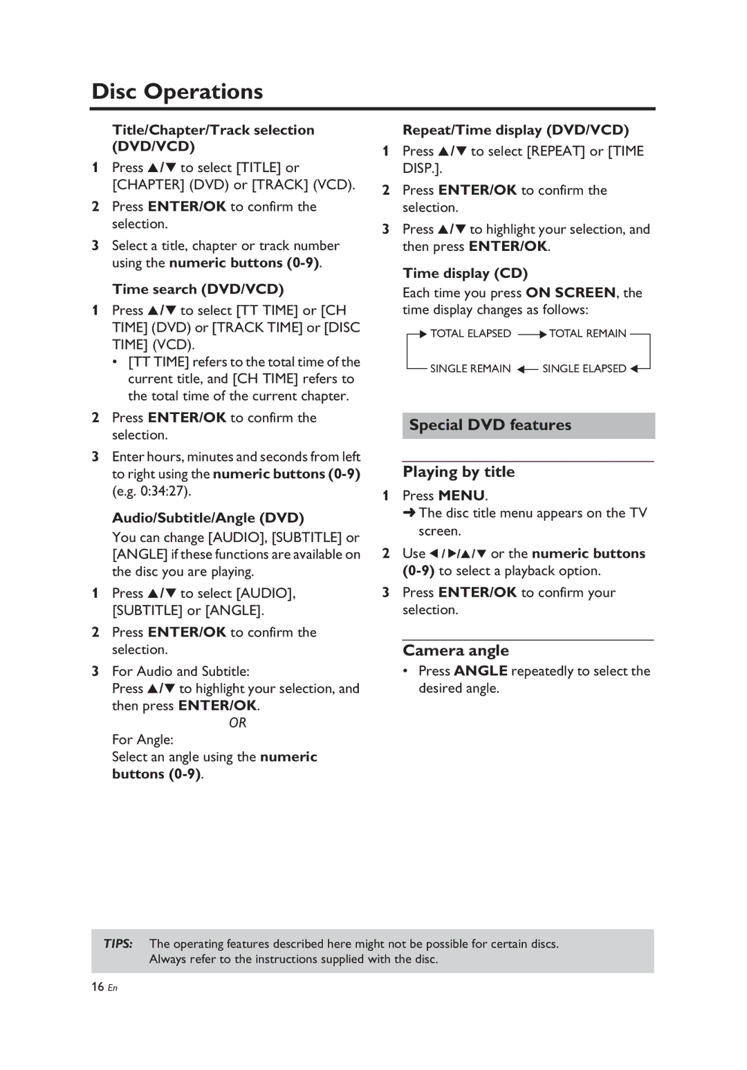 Yamaha Yamaha DVD Changer, DV-C6860 owner manual Special DVD features Playing by title, Camera angle 