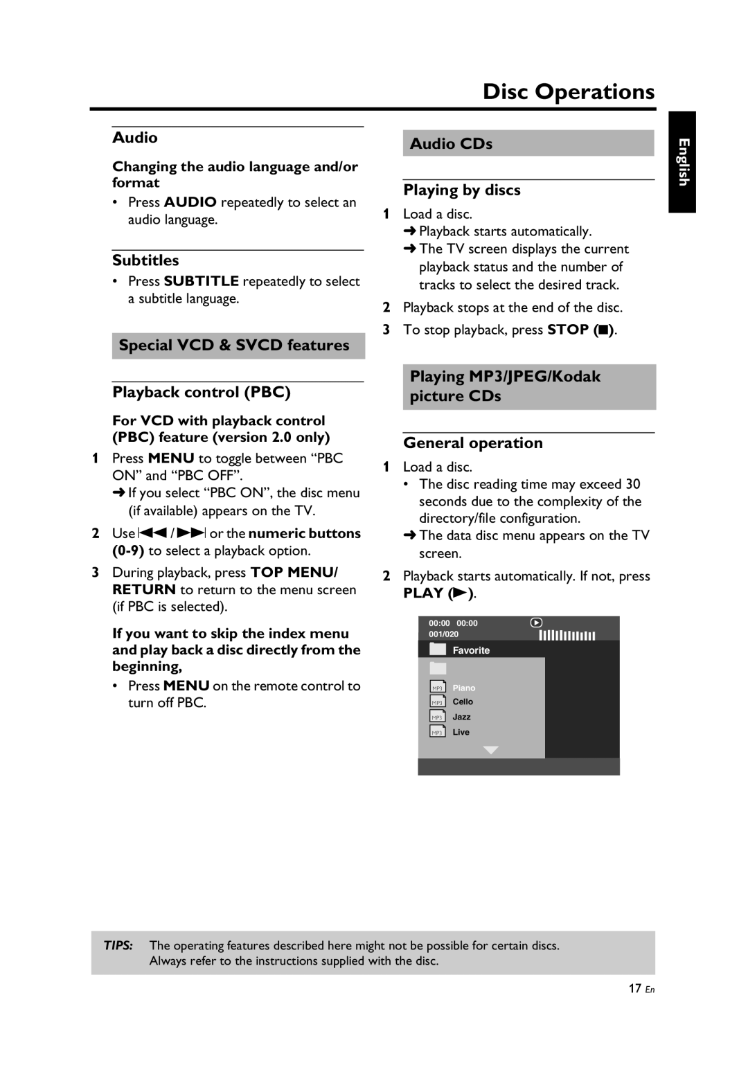 Yamaha DV-C6860 owner manual Subtitles, Special VCD & Svcd features Playback control PBC, Audio CDs Playing by discs 