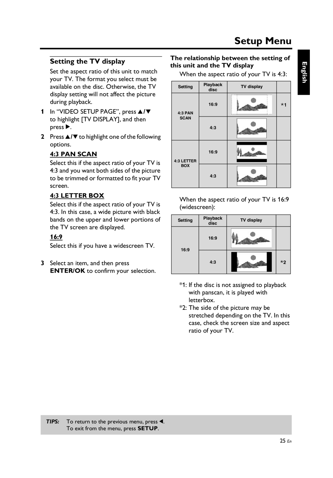 Yamaha DV-C6860, Yamaha DVD Changer owner manual Setting the TV display, PAN Scan, Letter BOX, 169 