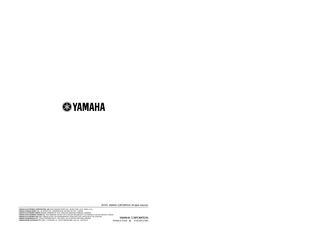 Yamaha Yamaha DVD Changer, DV-C6860 owner manual 3139 245 