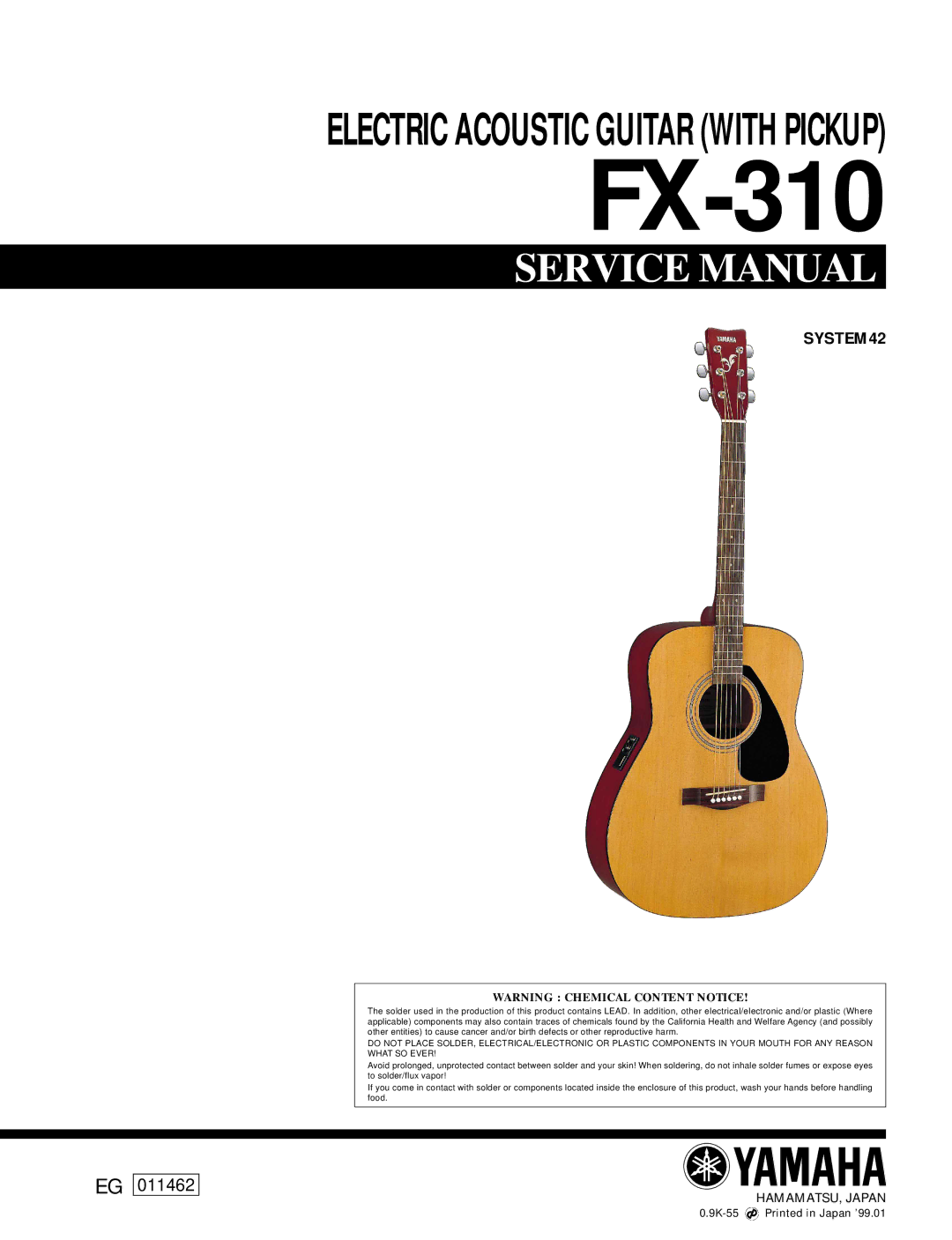 Yamaha Yamaha Electric Acoustic Guitar (with Pickup) service manual FX-310, 011462 